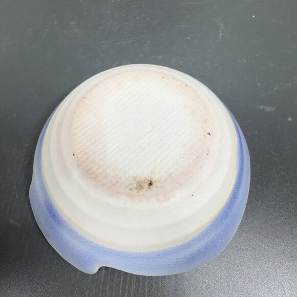 Blue Glazed Japanese Pottery Fish Dish Sushi Dip Plate Dish Bowl Small Stamped - Picture 8 of 13